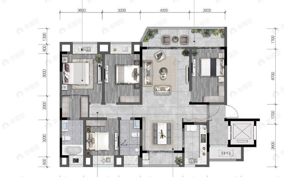 华侨城云麓台4室2厅2卫户型图