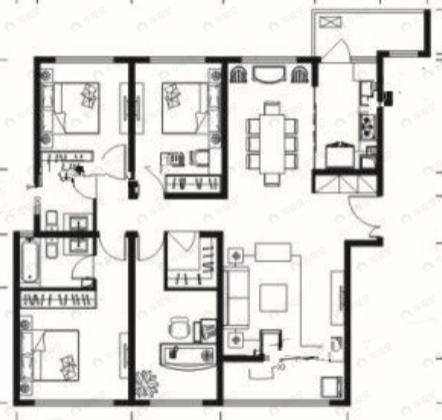 沣东旺城4室2厅2卫户型图