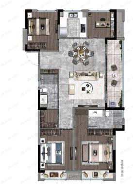 蓝城恒伟江南山庄4室2厅2卫户型图