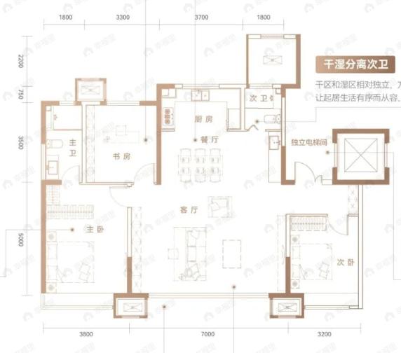 时代之城·清溪3室2厅2卫户型图