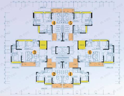 3室2厅2卫建面94平北|南户型图