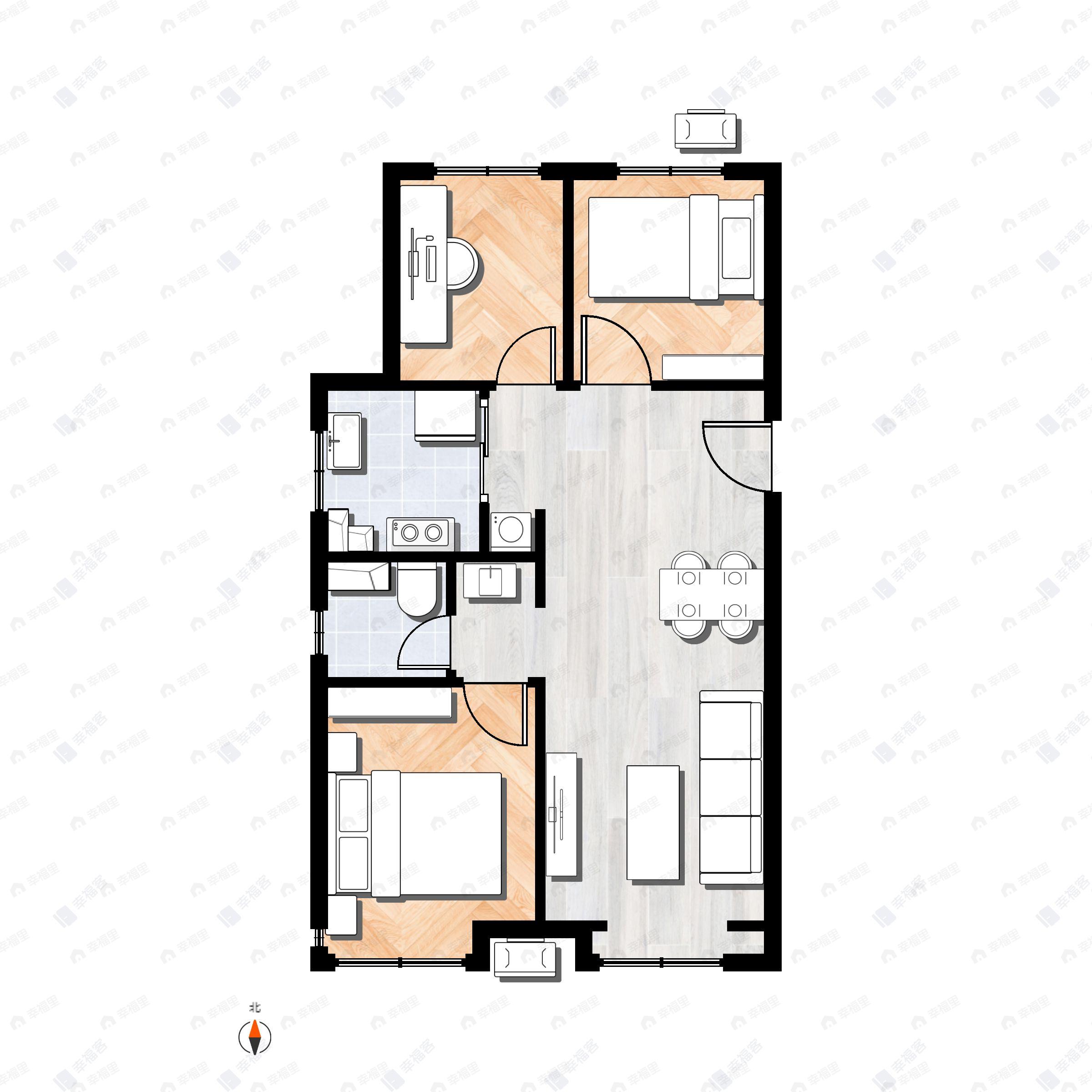 3室2厅1卫建面89平户型图
