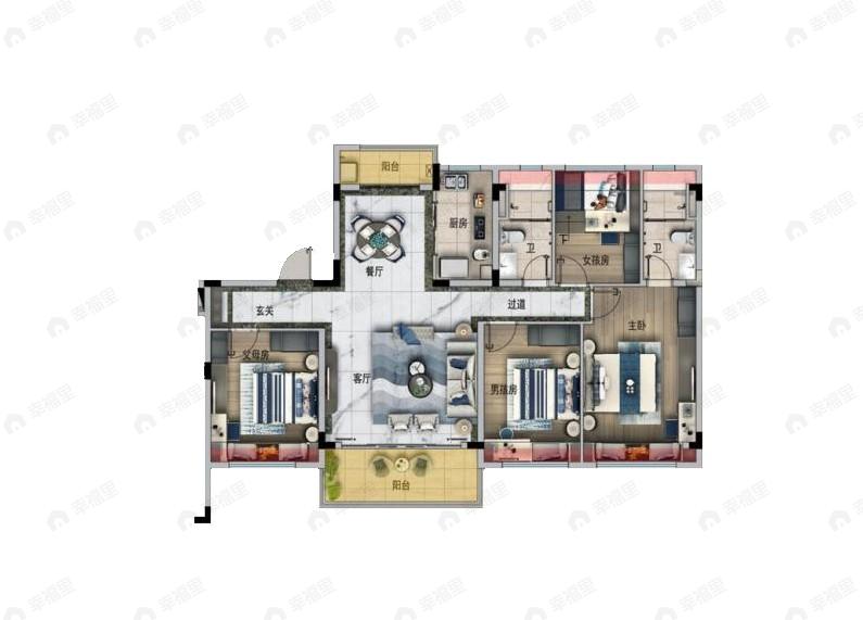 碧桂园花城荟4室2厅2卫户型图
