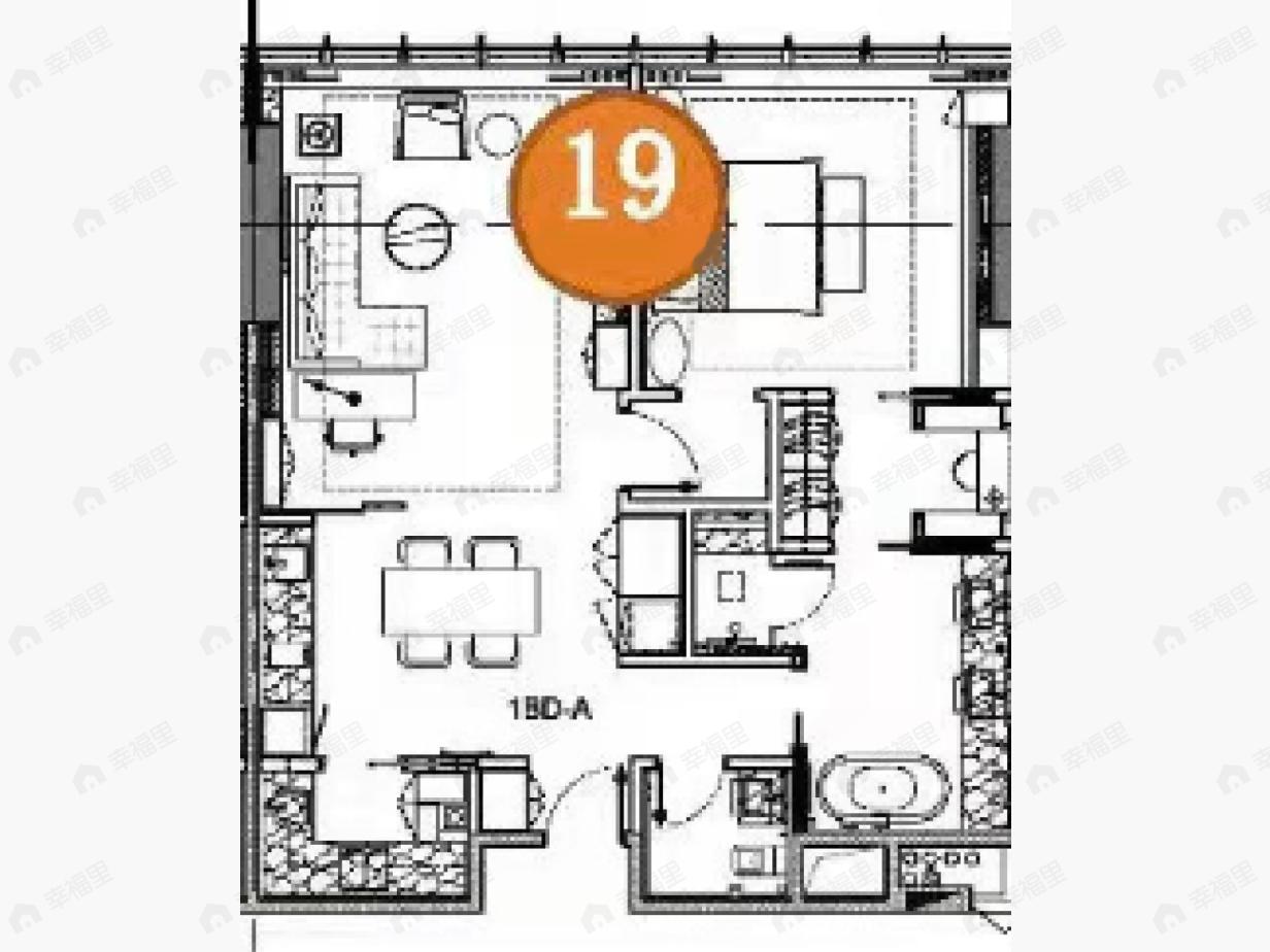嘉裕中心J公馆1室1厅1卫户型图