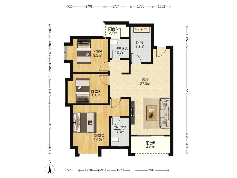 整租·广州融创文旅城(雪域华府B1区)