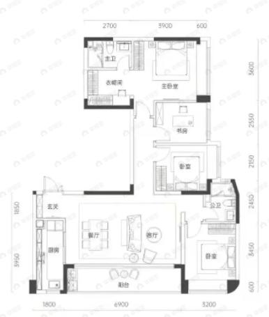 中信城开红树湾4室2厅2卫户型图