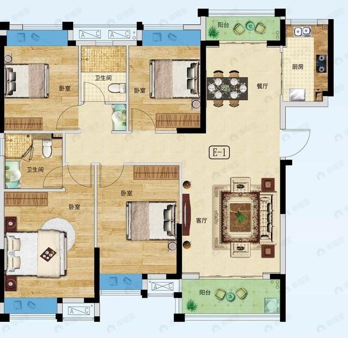 天纵御景湾4室2厅2卫户型图