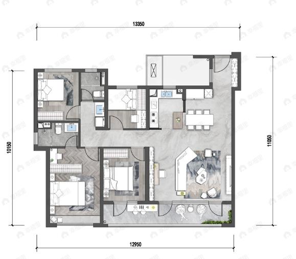 龙湖砚熙台4室2厅2卫户型图