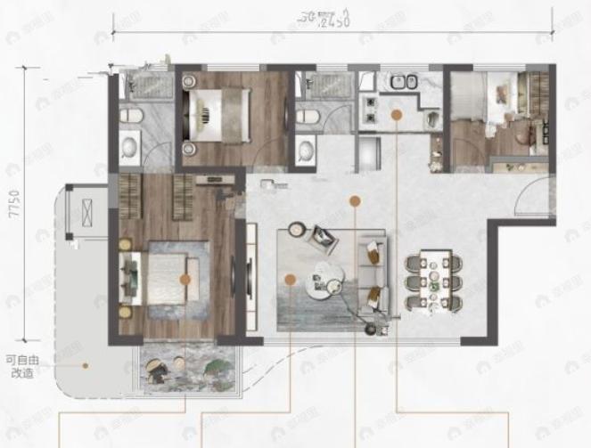 云语间3室2厅2卫户型图