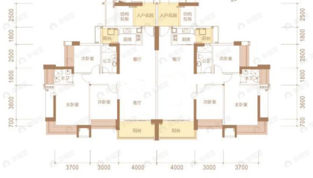 誉峯名门3室2厅2卫户型图