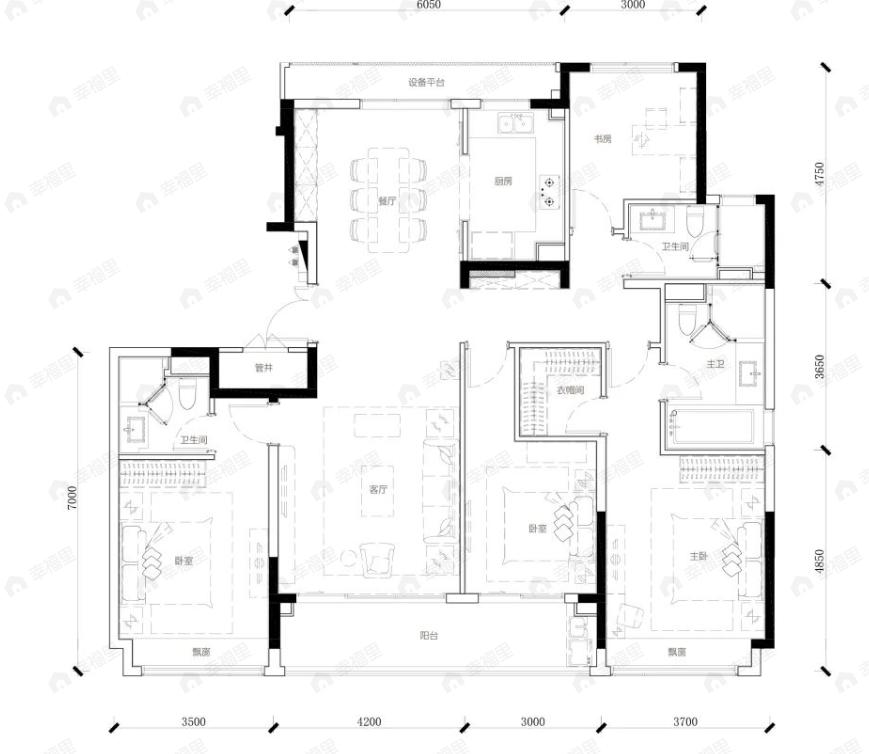 滨江枫映华庭4室2厅3卫户型图