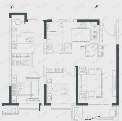 中交雅郡城东春晓3室2厅1卫户型图