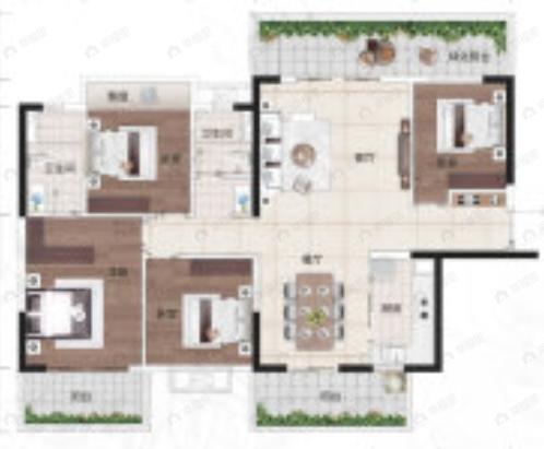 五象澜庭府4室2厅2卫户型图
