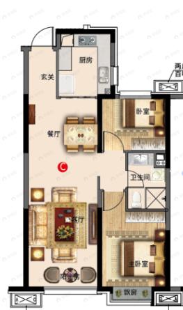 恒大半岛天境2室2厅1卫户型图