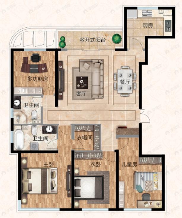 浦江御景湾4室2厅2卫户型图