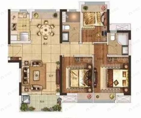 合景万景峰3室2厅2卫户型图