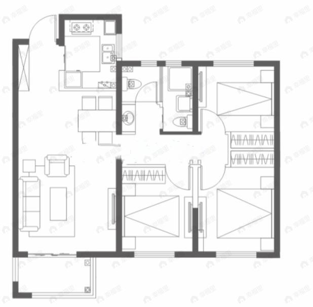 君合天玺3室2厅1卫户型图
