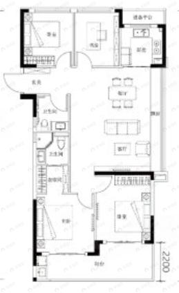 杰立潮前府4室2厅2卫户型图