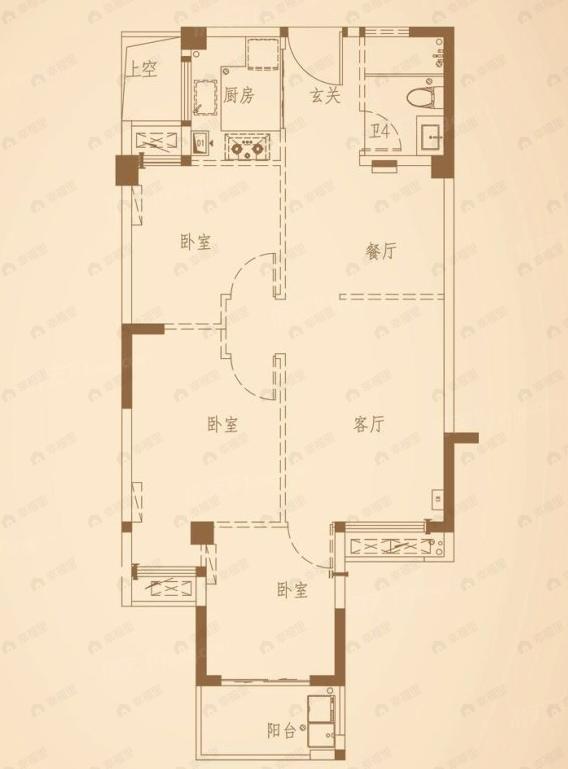 正祥贵里香园3室2厅1卫户型图