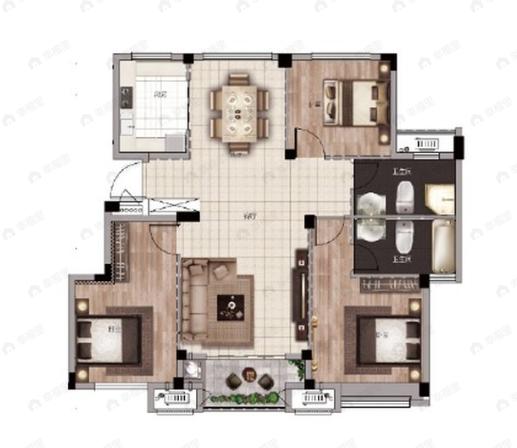 德悦金澜香溪3室2厅2卫户型图