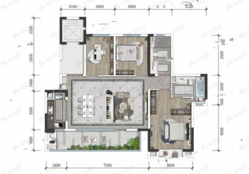 朗诗乐府3室2厅2卫户型图