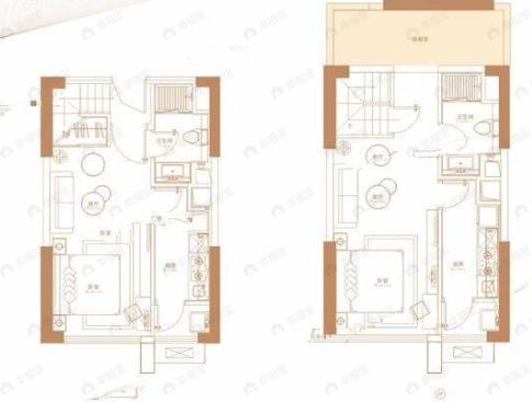 越秀星悦峯2室2厅2卫户型图