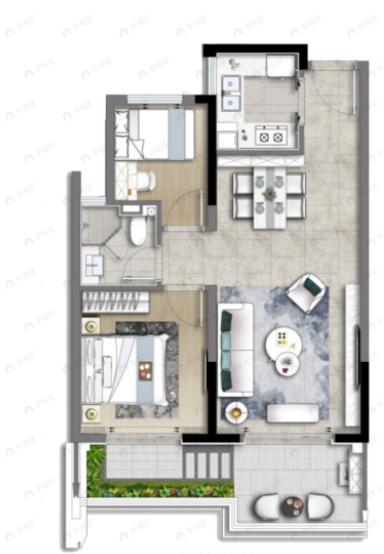 未来城壹号2室2厅1卫户型图