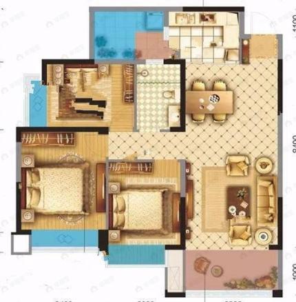 嘉和世纪城3室2厅1卫户型图