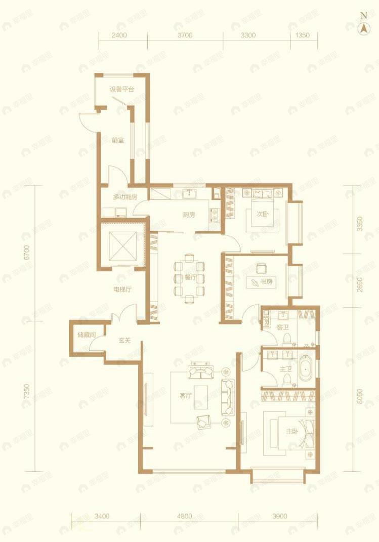 华远裘马四季3室2厅2卫户型图