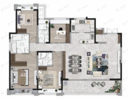 信达新外滩4室2厅3卫户型图