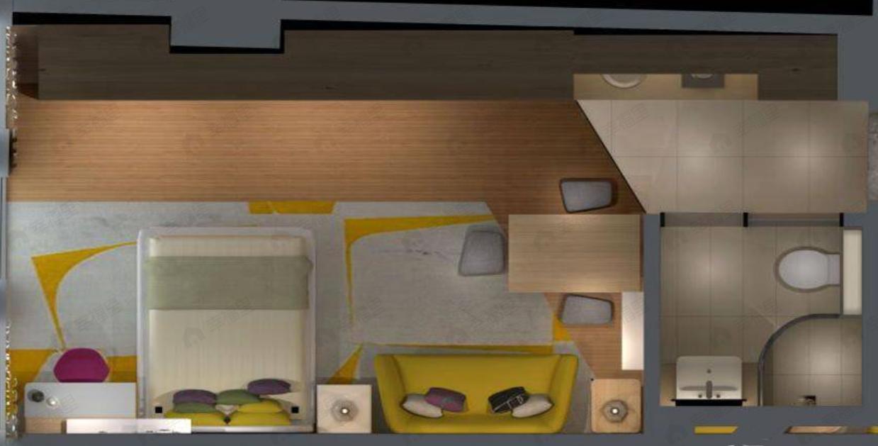 1室1厅1卫建面53平南户型图