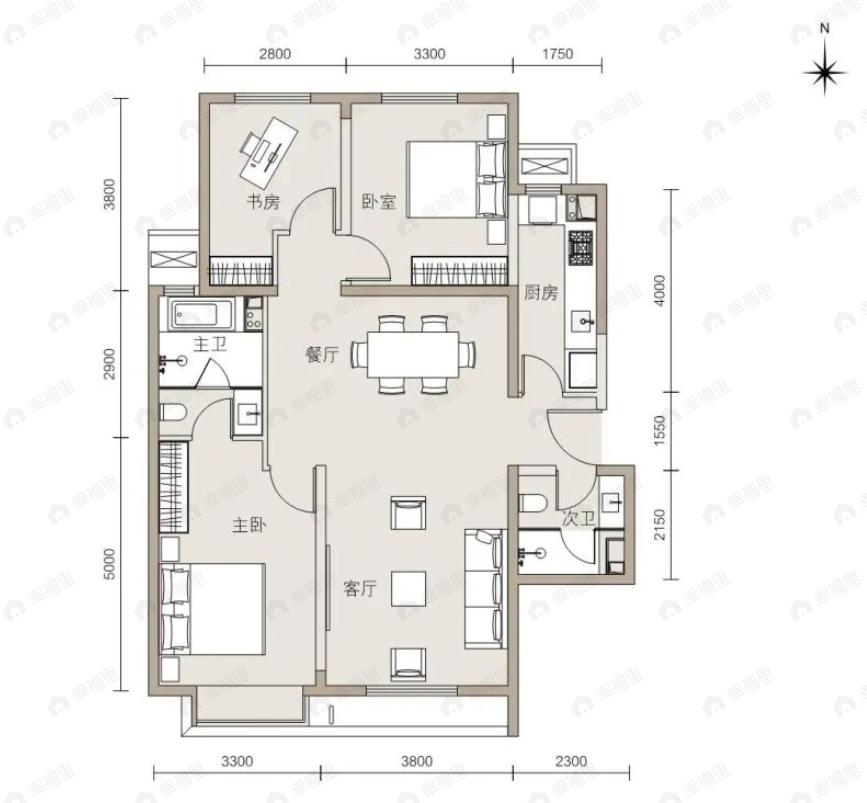 北京东湾3室2厅2卫户型图