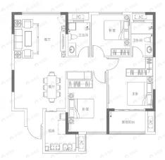 鑫生坤悦居3室2厅2卫户型图
