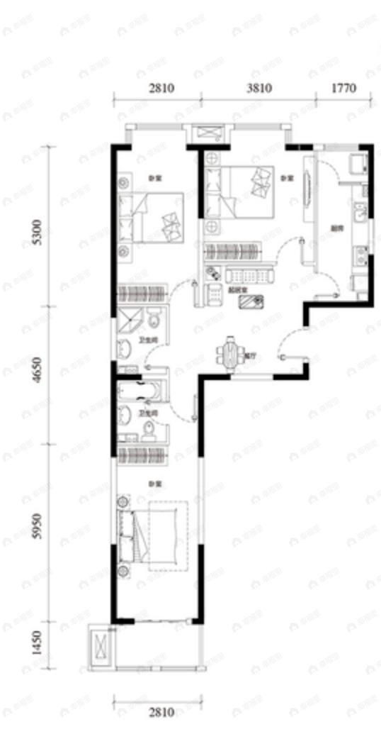 紫金印象3室2厅2卫户型图