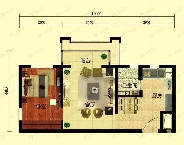 丽都壹号峯境1室1厅1卫户型图