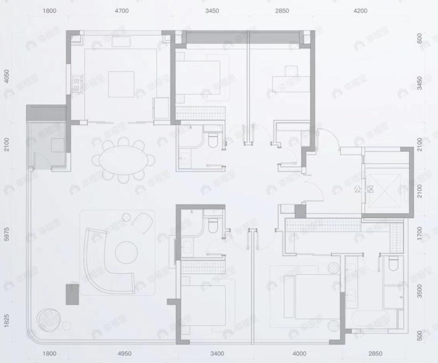 招商时代公园4室2厅3卫户型图