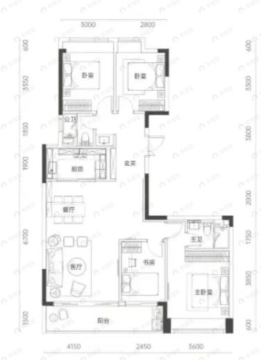 中信城开红树湾4室2厅2卫户型图