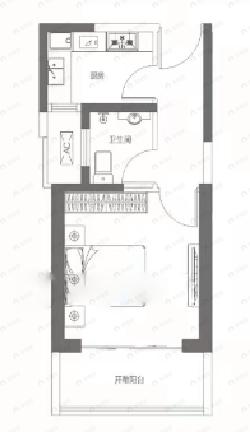 名门橙邦1室1卫户型图