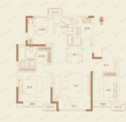 天安象屿智慧城都城3室2厅2卫户型图
