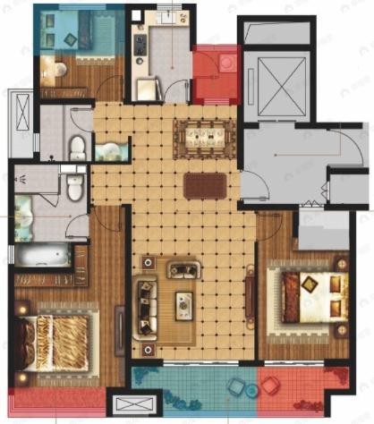 陕建荣华臻萃府3室2厅2卫户型图