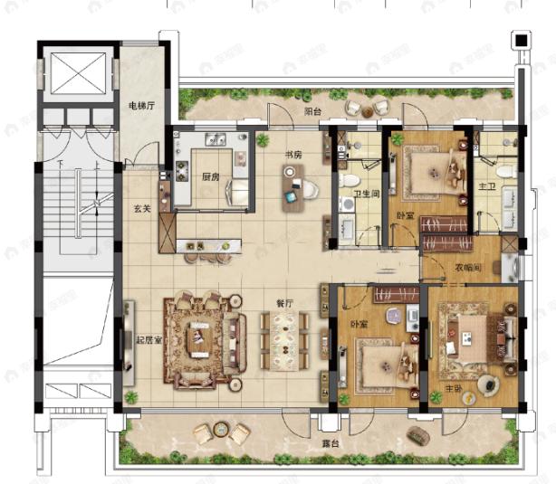 青建金尊府4室2厅2卫户型图
