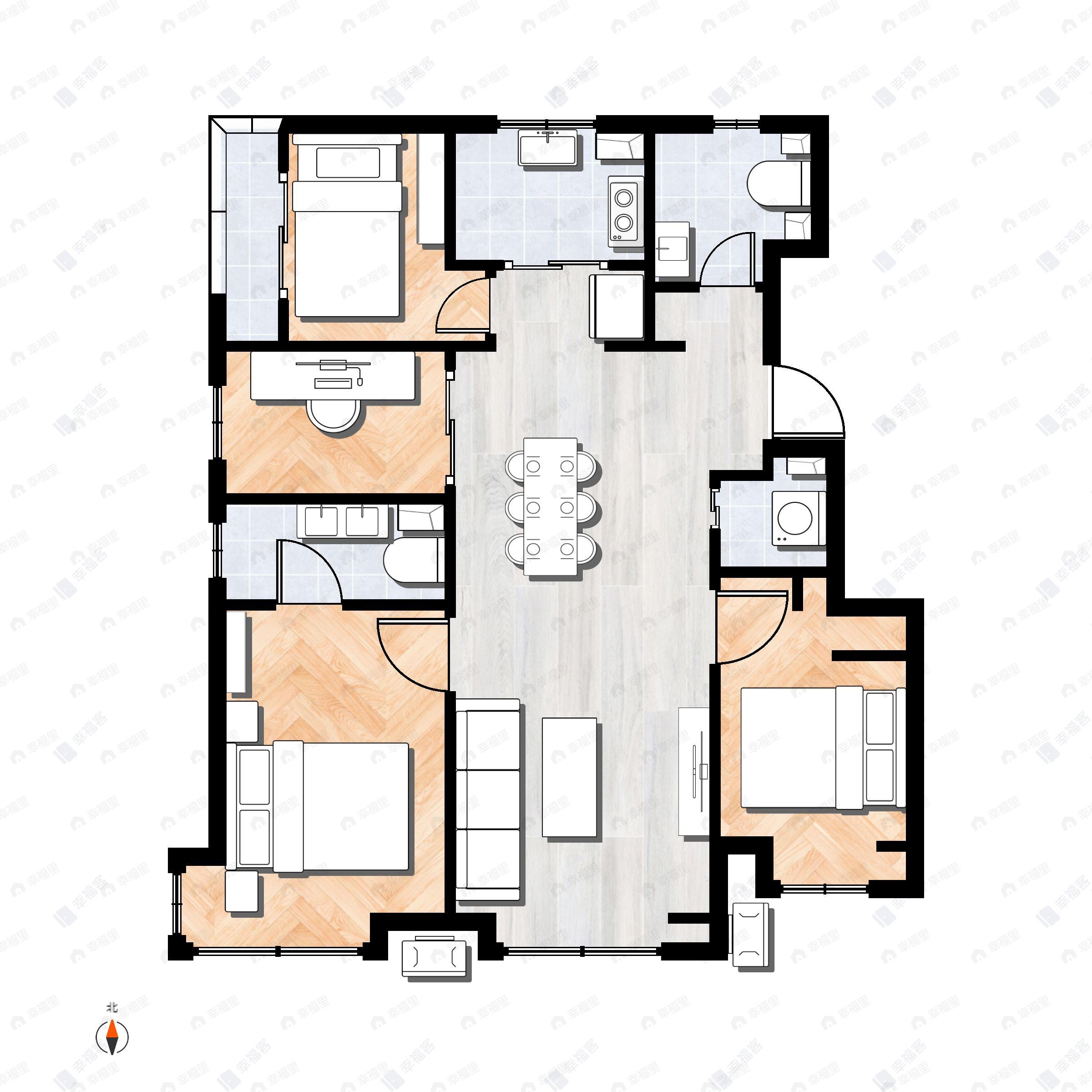 北京城建乐知筑4室2厅2卫户型图