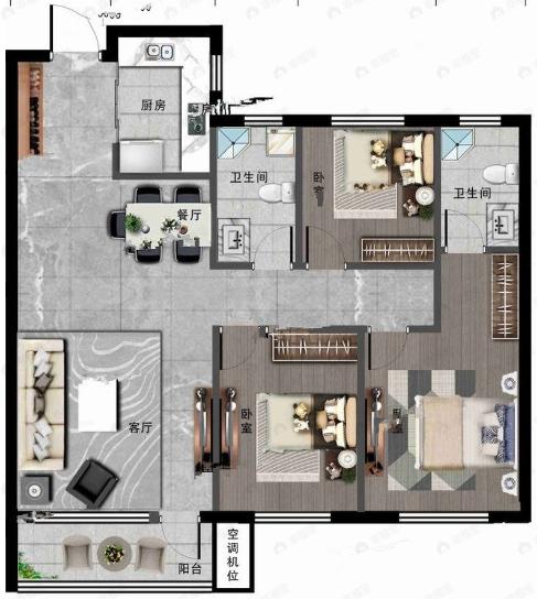 万象首府3室2厅2卫户型图