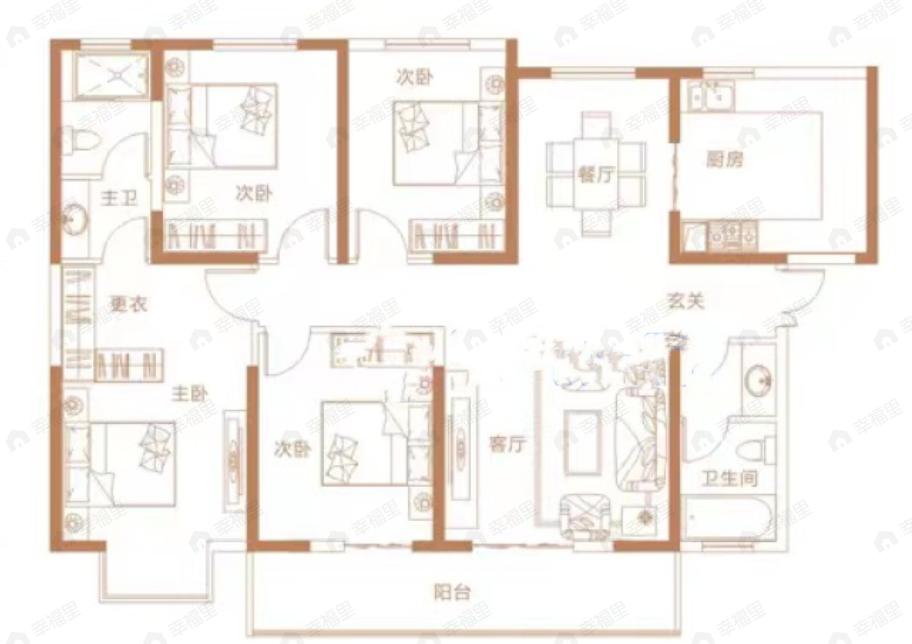 香山红叶4室2厅2卫户型图