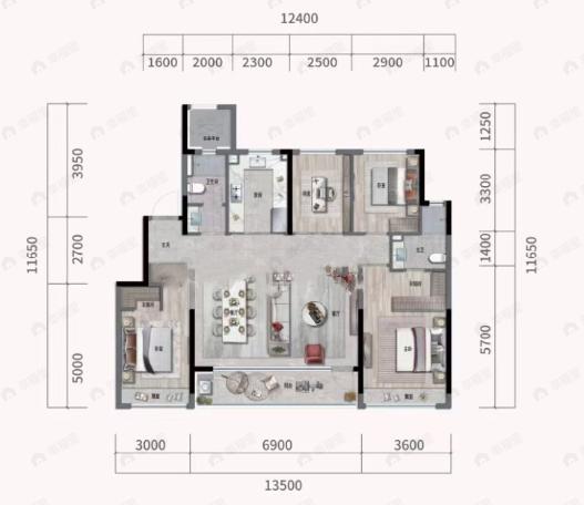 绿城文澜锦园4室2厅2卫户型图
