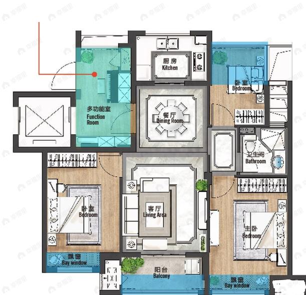安吉清华园3室2厅1卫户型图