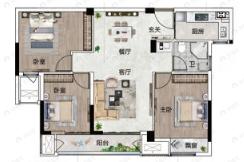 绿城春风江南3室2厅1卫户型图