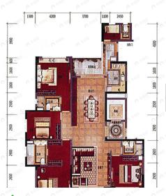 4室2厅4卫建面235平南户型图