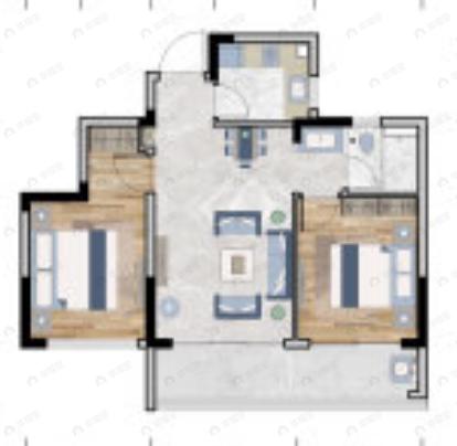 绿城云溪桃源2室2厅1卫户型图