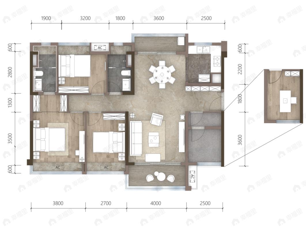 保利天珺3室2厅2卫户型图